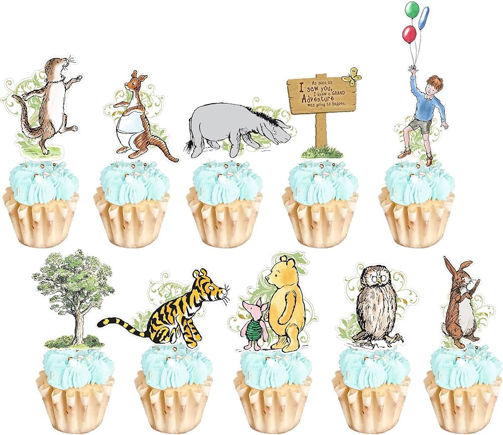 Classic Winnie Cupcake Toppers 40 Pcs The Pooh Baby shower Adorable For Winnie Party Decorations ... | Amazon (US)