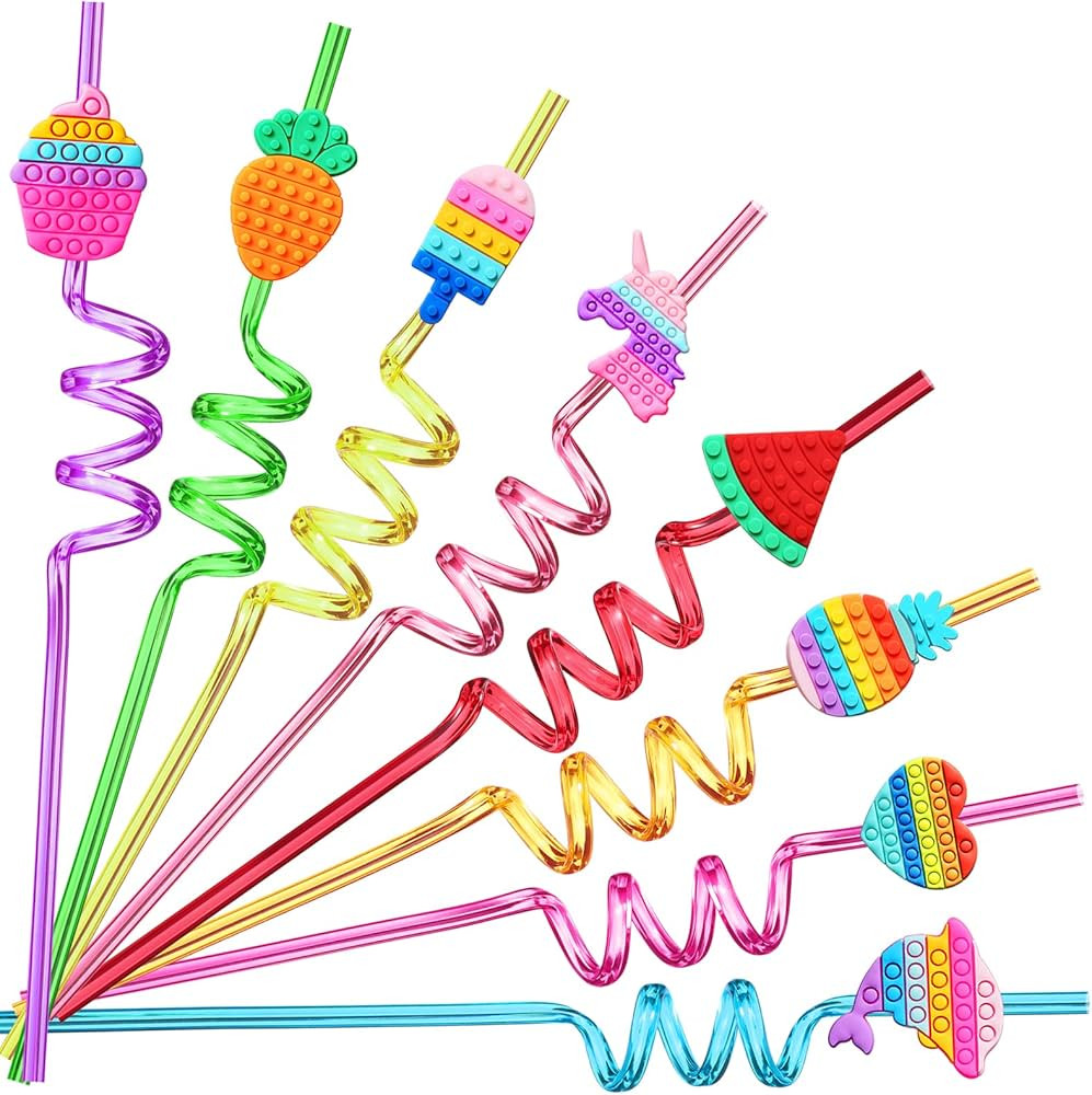 24 Pop Birthday Party Favors it Plastic Drinking Straws 8 Pop Fidget Designs Great for Pop Party ... | Amazon (US)