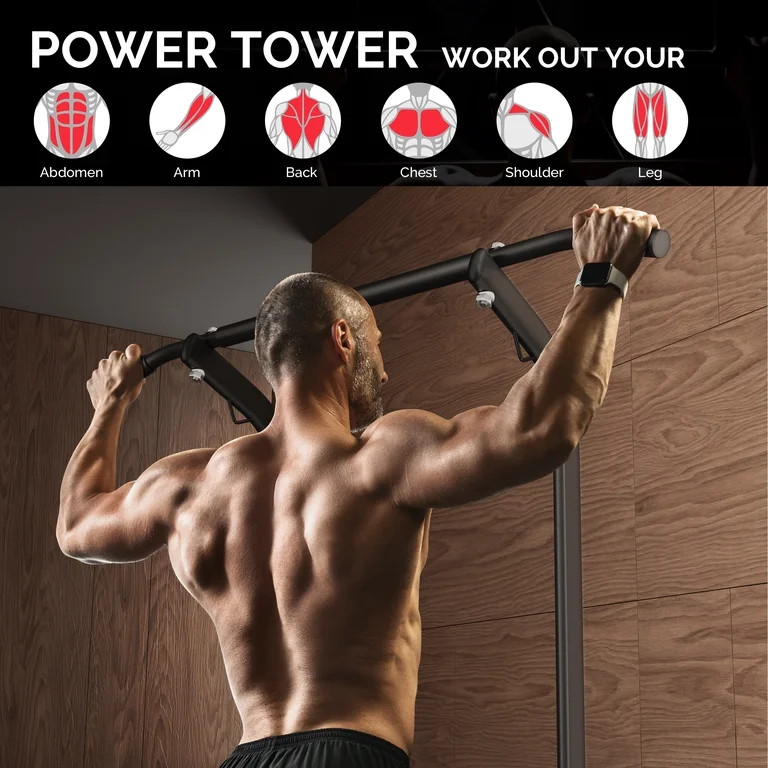 UPGO Power Tower Dip Station Pull up Bar Power Rack Push up Resistance Band Adjustable for Home G... | Walmart (US)