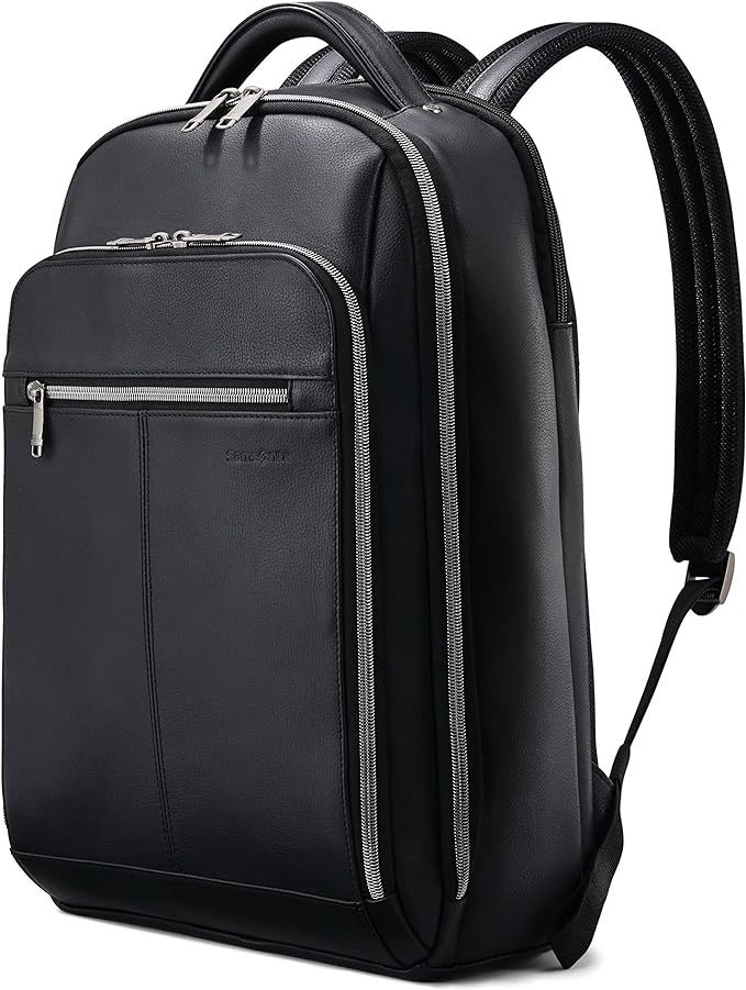 Samsonite Classic Leather Backpack, Black, One Size | Amazon (US)