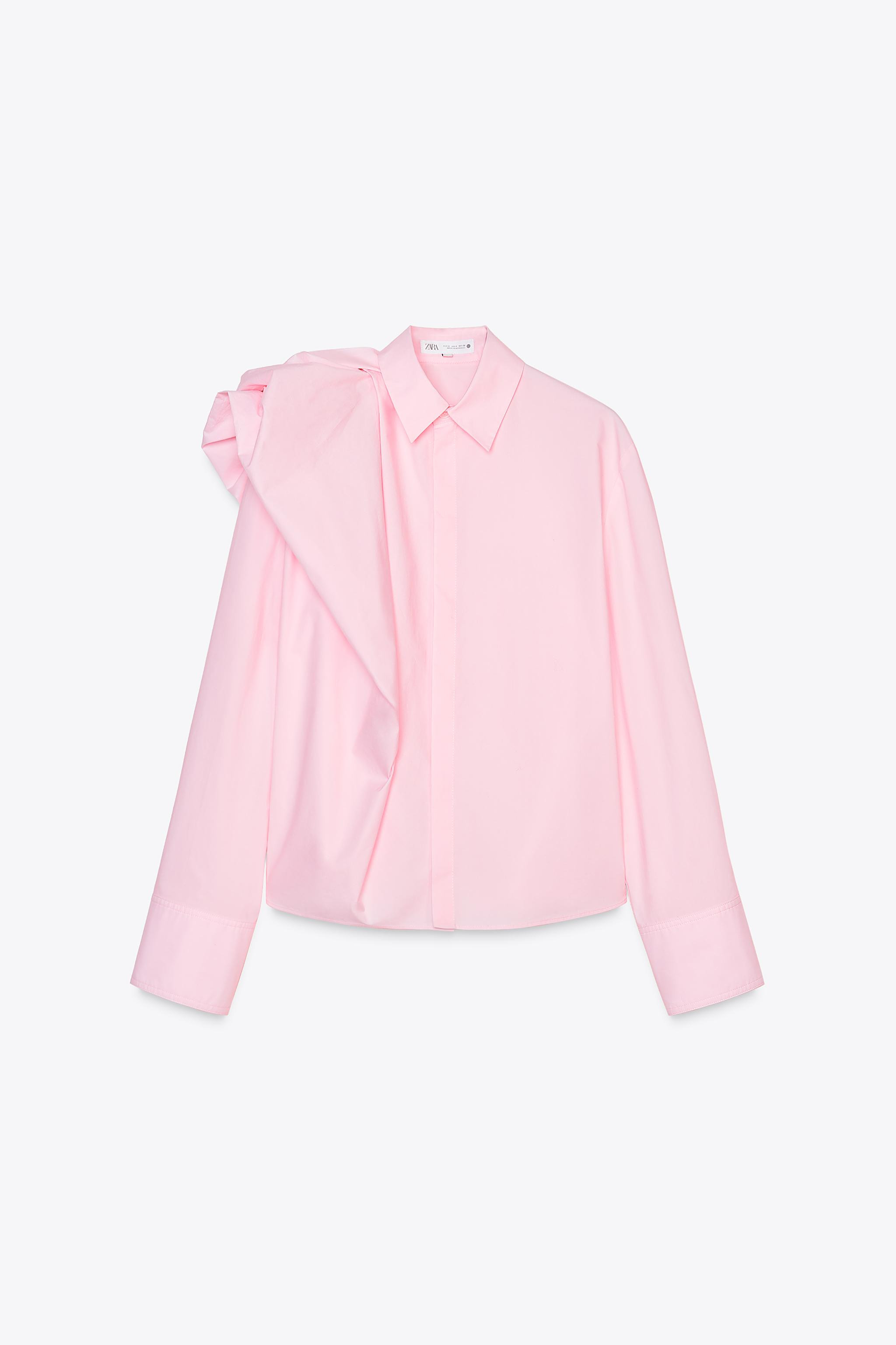 ZARA WOMAN COLLECTIONShirt made of 100% cotton yarn. Lapel collar and long sleeves with pleated c... | Zara US