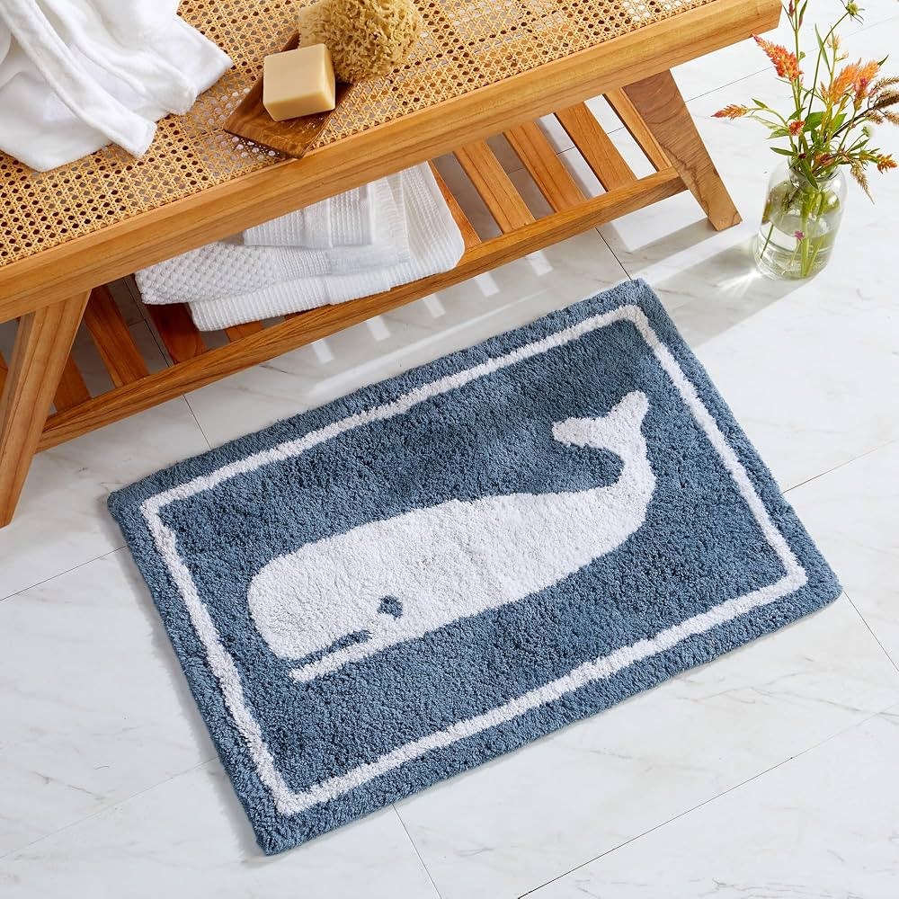 Market & Place Whale Bath Rug, Cute Bathroom Mat, Funny Bathroom Decor for Tub and Shower, Cotton... | Amazon (US)