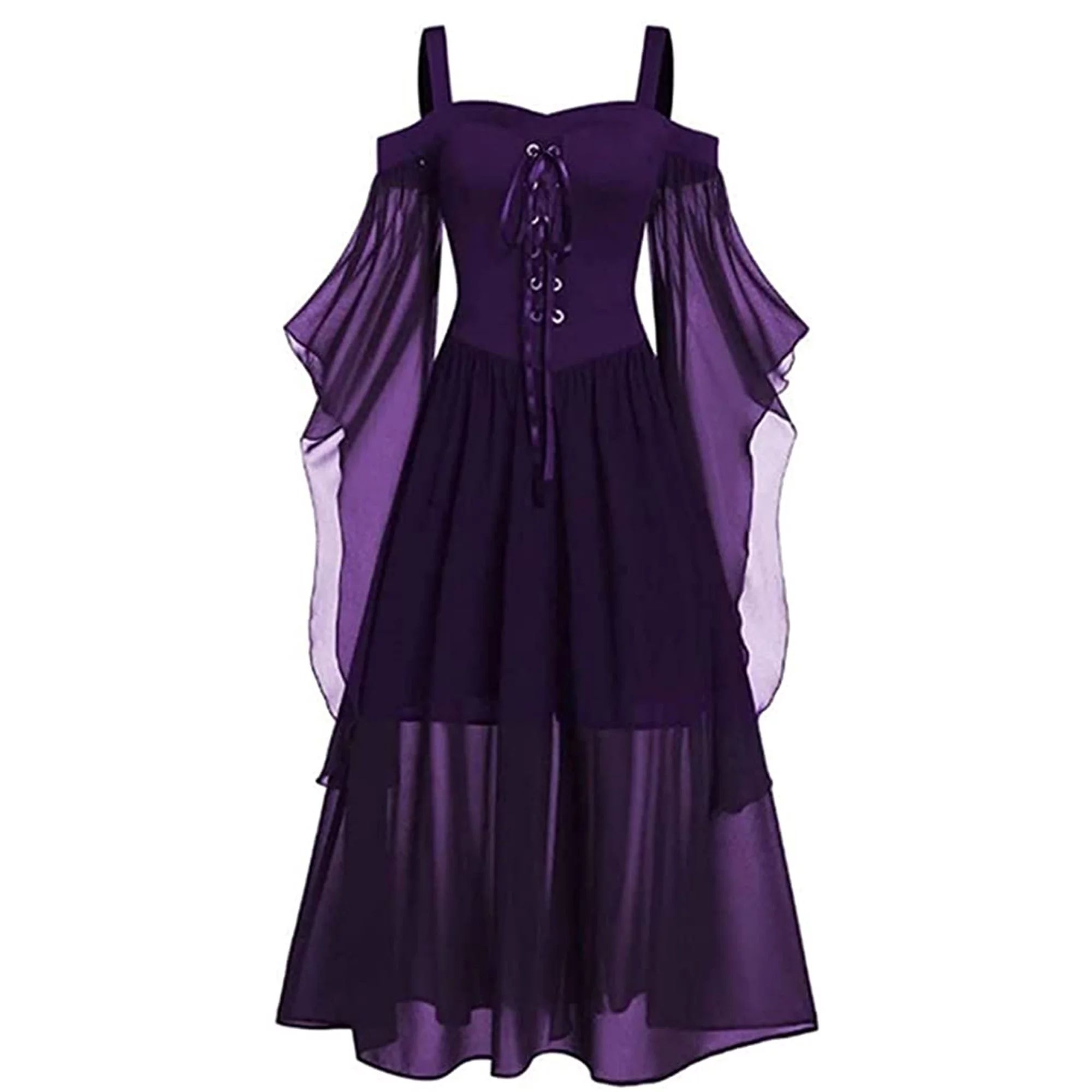 Inevnen Women Flare Sleeve Renaissance Dress Halloween Medieval Costume Faire Gothic Gown | Walmart (US)