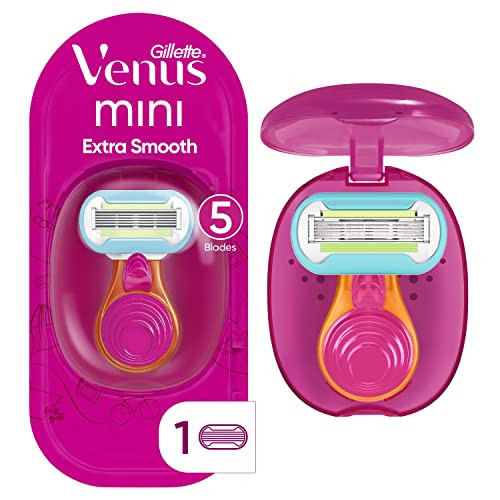 Gillette Venus Extra Smooth On The Go Women's Razor, Convenient and Compact, Mini Handle, Travel Razor Kit, 5 Bladed Razor Handle + 1 Blade Refill + 1 Travel Case | Amazon (US)