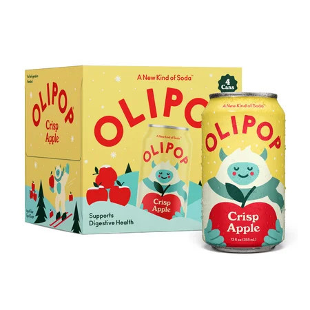 Olipop Prebiotic Soda, Beverages w/ Prebiotics, Botanicals & Plant Fiber, Crisp Apple, 12 fl oz (4 Pack) | Walmart (US)