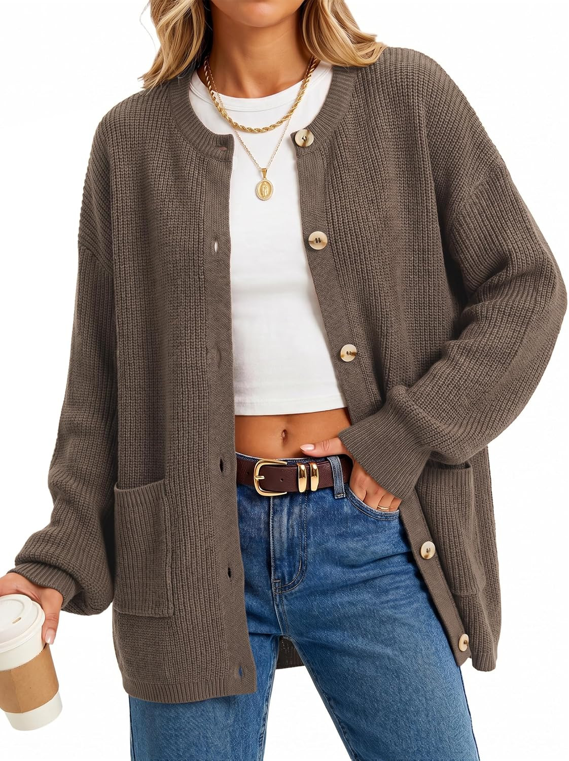 Arach&Cloz Women's Wool Blend Oversized Chunky Knit Fall Work Cardigans | Amazon (US)