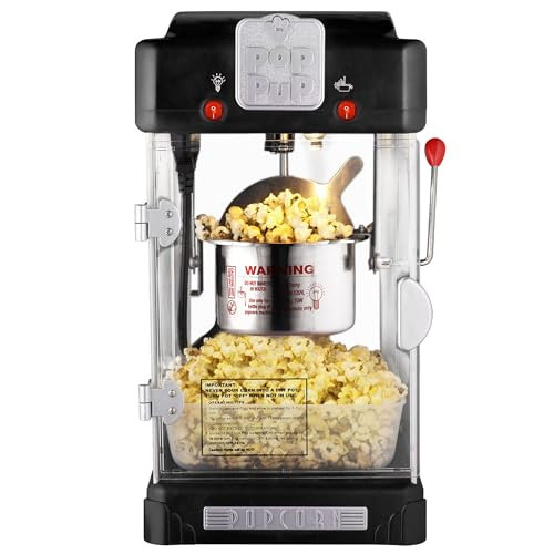 Pop Pup Popcorn Machine - 2.5oz Tabletop Movie Theater Popcorn Popper with Stainless-Steel Kettle and Serving Tray by Great Northern Popcorn (Black) | Amazon (US)