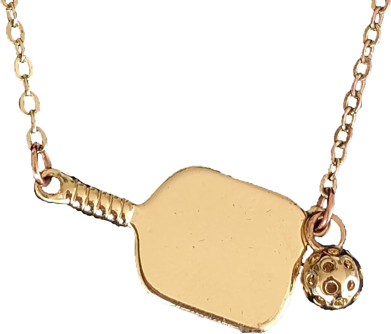 Gold Pickleball Necklace with paddle and ball charms | Amazon (US)