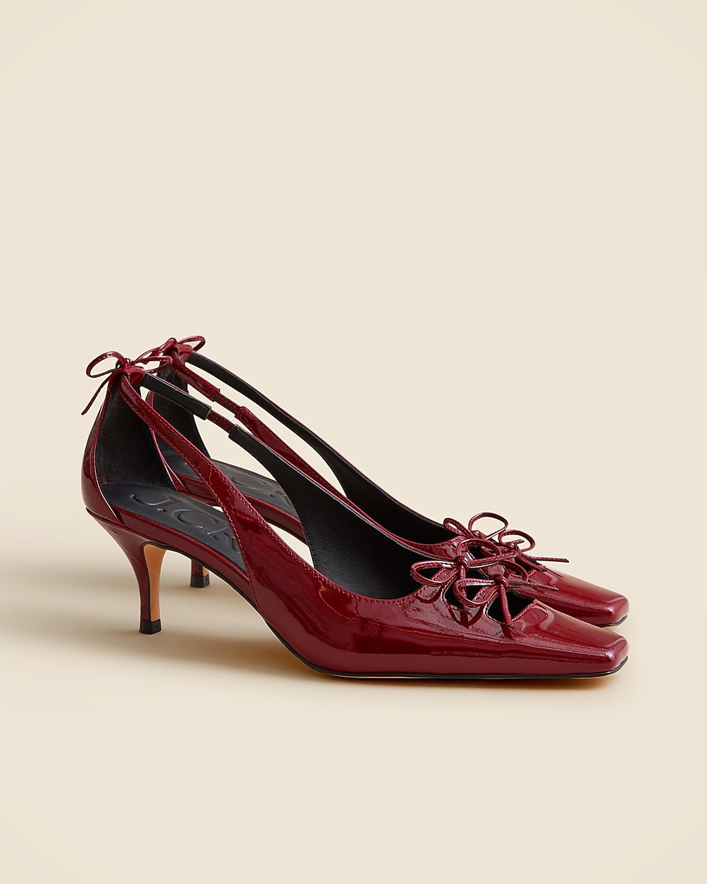 Pre-order Leona slingback bow heels in patent leather | J. Crew US