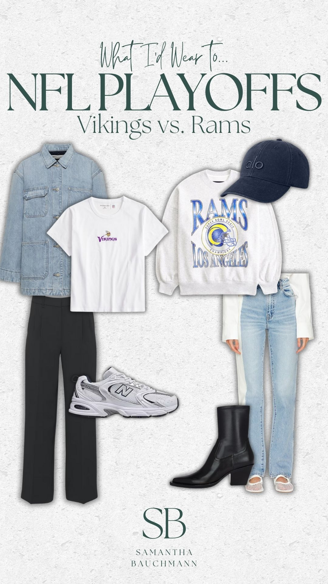 What I'd wear to an NFL play off game: Vikings vs Rams 🏈

outfit idea, NFL game outfit idea, tall girl friendly fashion, abercrombie, abercrombie sale, casual style, black booties, new balance sneakers, boy mom, mom of 4, Samantha Bauchmann 

 

#LTKFindsUnder50 #LTKFindsUnder100 #LTKStyleTip