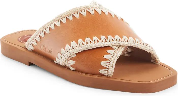 Chloé Woody Crisscross Leather Strap Slide Sandal | Nordstrom | Nordstrom