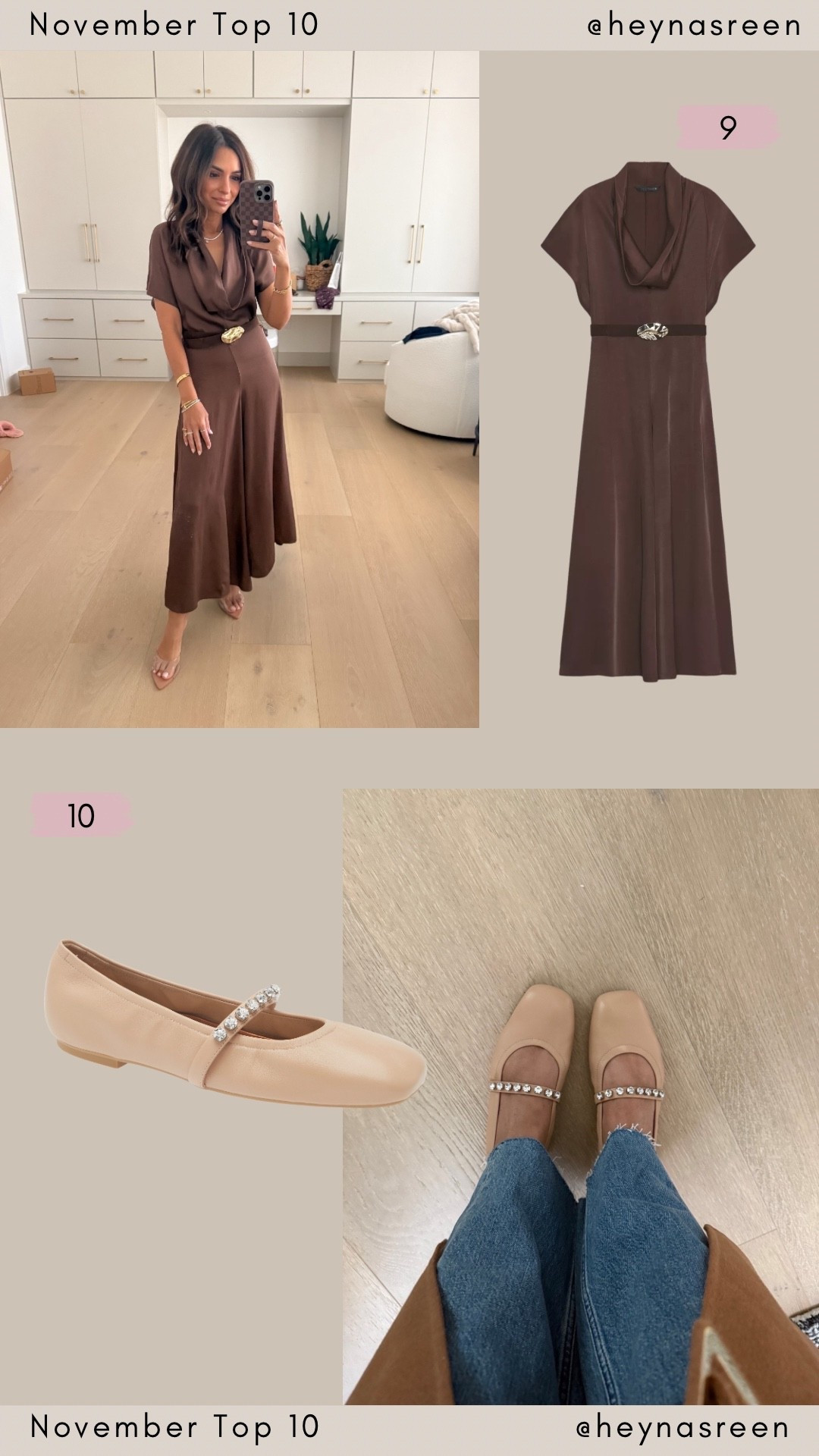 November Top 10:
#9: Zara dress (I wore this in our family photos, I’m wearing an XS)
#10: Stuart Weiztman ballet flats (once again a top seller) 
