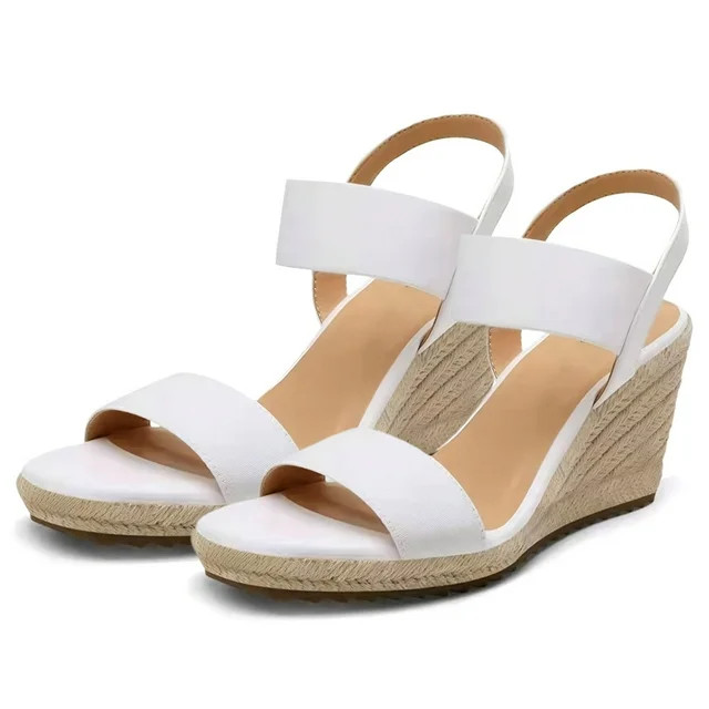 Sandals for Womens Dressy Summer,Sandals Womens, Wedge Heel Womens Shoes Straw Woven Hemp Rope Pl... | Walmart (US)