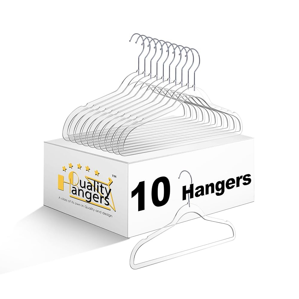 Quality Hangers 14” Clear Plastic Kids Hangers 10-Pack | Durable & Stylish Acrylic Hangers for ... | Amazon (US)