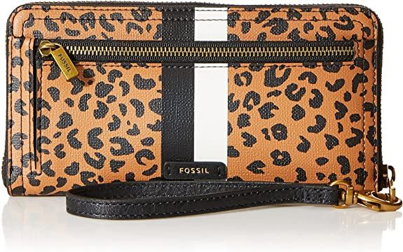 Fossil Women's Logan Leather RFID-Blocking Zip Around Clutch Wallet with Wristlet Strap | Amazon (US)