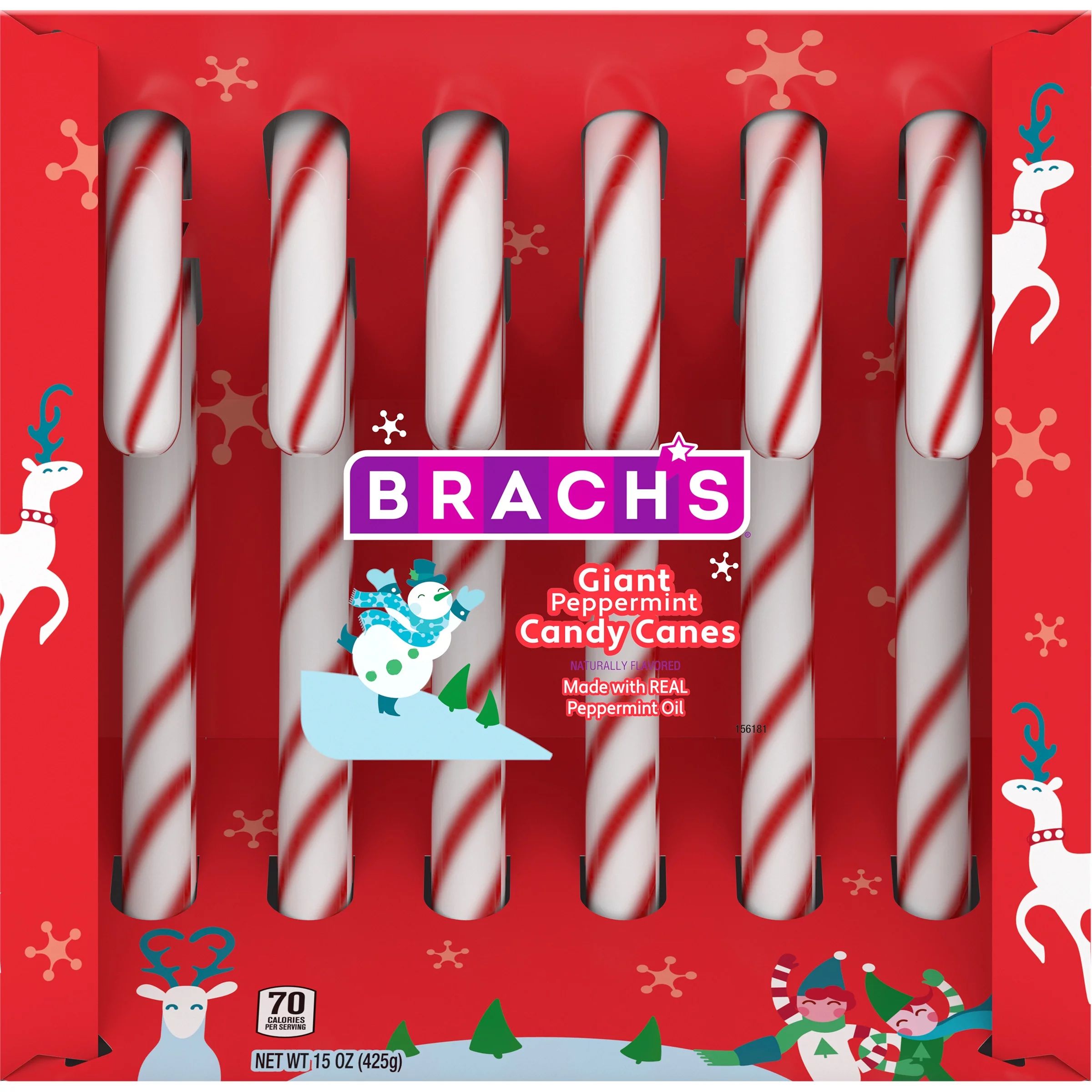 Brach's Red & White Giant Holiday Candy Canes, 6ct Box, 15oz | Walmart (US)