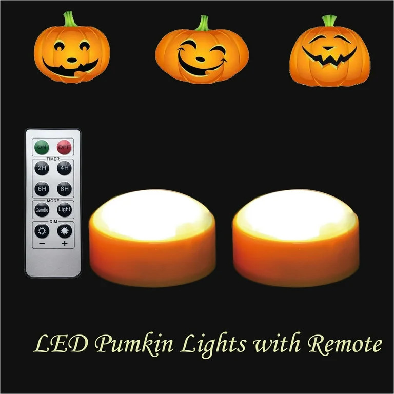 Halloween LED Pumpkin Lights Battery Operated - Orange Pumpkin Lights with Timer and Remote Hallo... | Walmart (US)