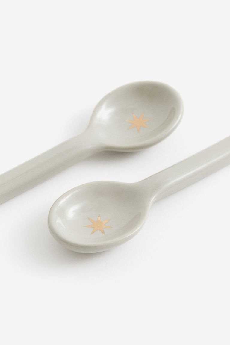 2-pack stoneware Teaspoons - White/stars - Home All | H&M US | H&M (US + CA)