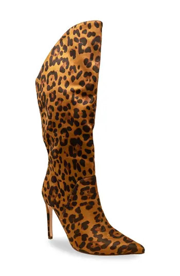 CHASE AND CHLOE Adonis Asymmetric Stiletto Boot in Leopard at Nordstrom Rack, Size 7.5 | Nordstrom Rack
