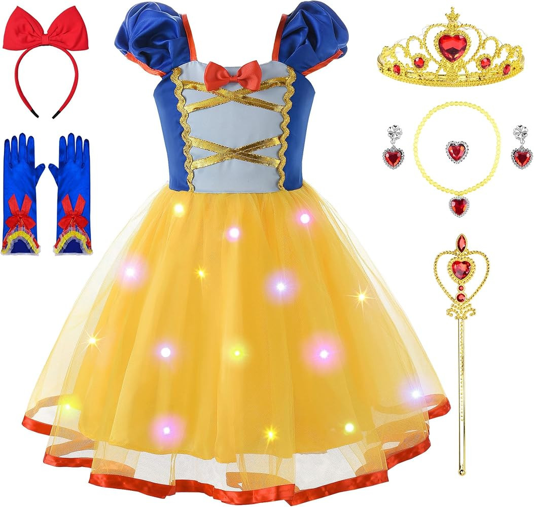 Light Up Princess Dress Up Clothes for Little Girls Toddler Kids Princess Costume Halloween Birth... | Amazon (US)