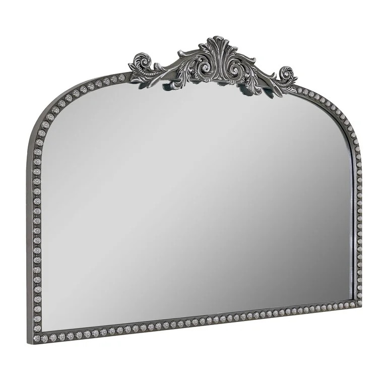 24" x 34" Filigree Arch Metal Mantle Mirror Decor in Black | Walmart (US)