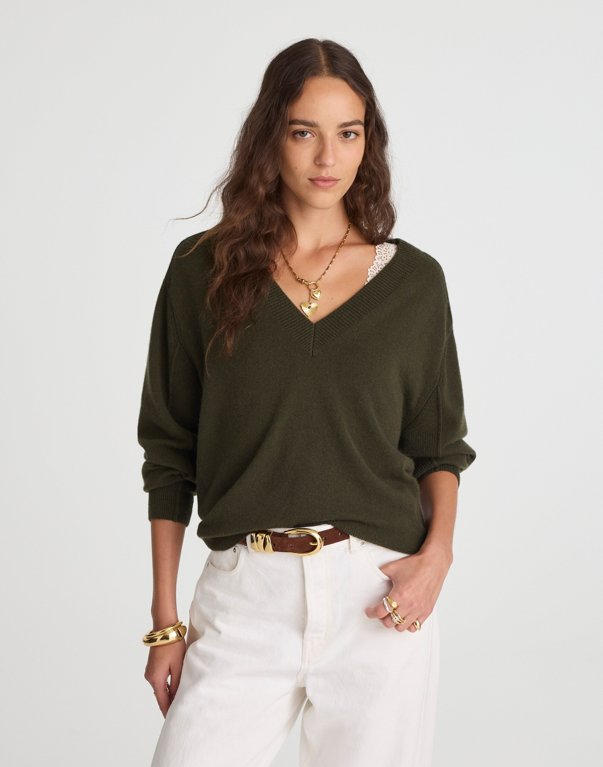 V-Neck Sweater in Cashmere | Madewell