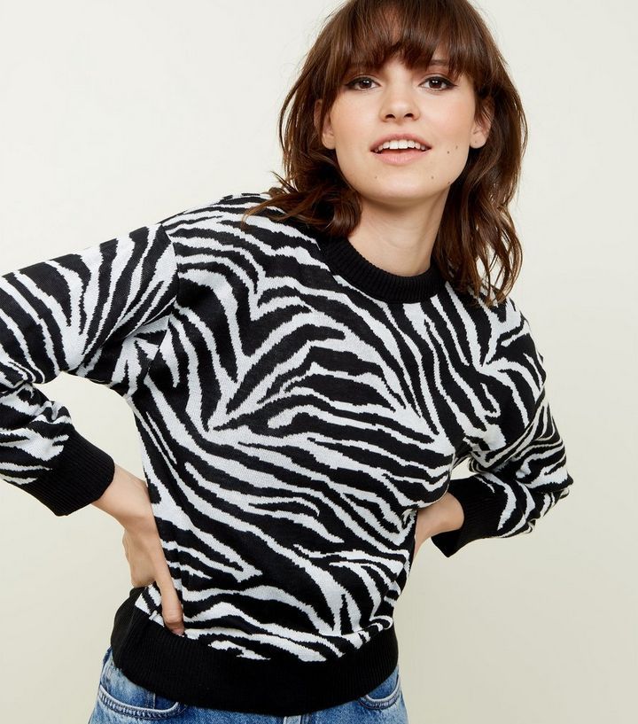 Black Zebra Print Jumper Add to Saved Items Remove from Saved Items | New Look (UK)