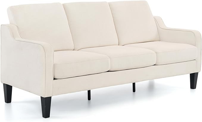 VINGLI Small Couch Sofa 71" Comfy Couches for Living Room Beige 3 Seat Sofa Couch Mid Century Mod... | Amazon (US)