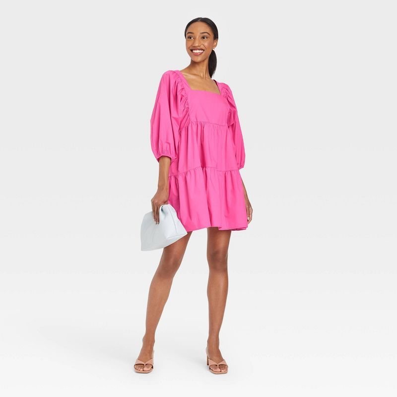 Women&#39;s Short Sleeve A-Line Dress - A New Day&#8482; Pink L | Target