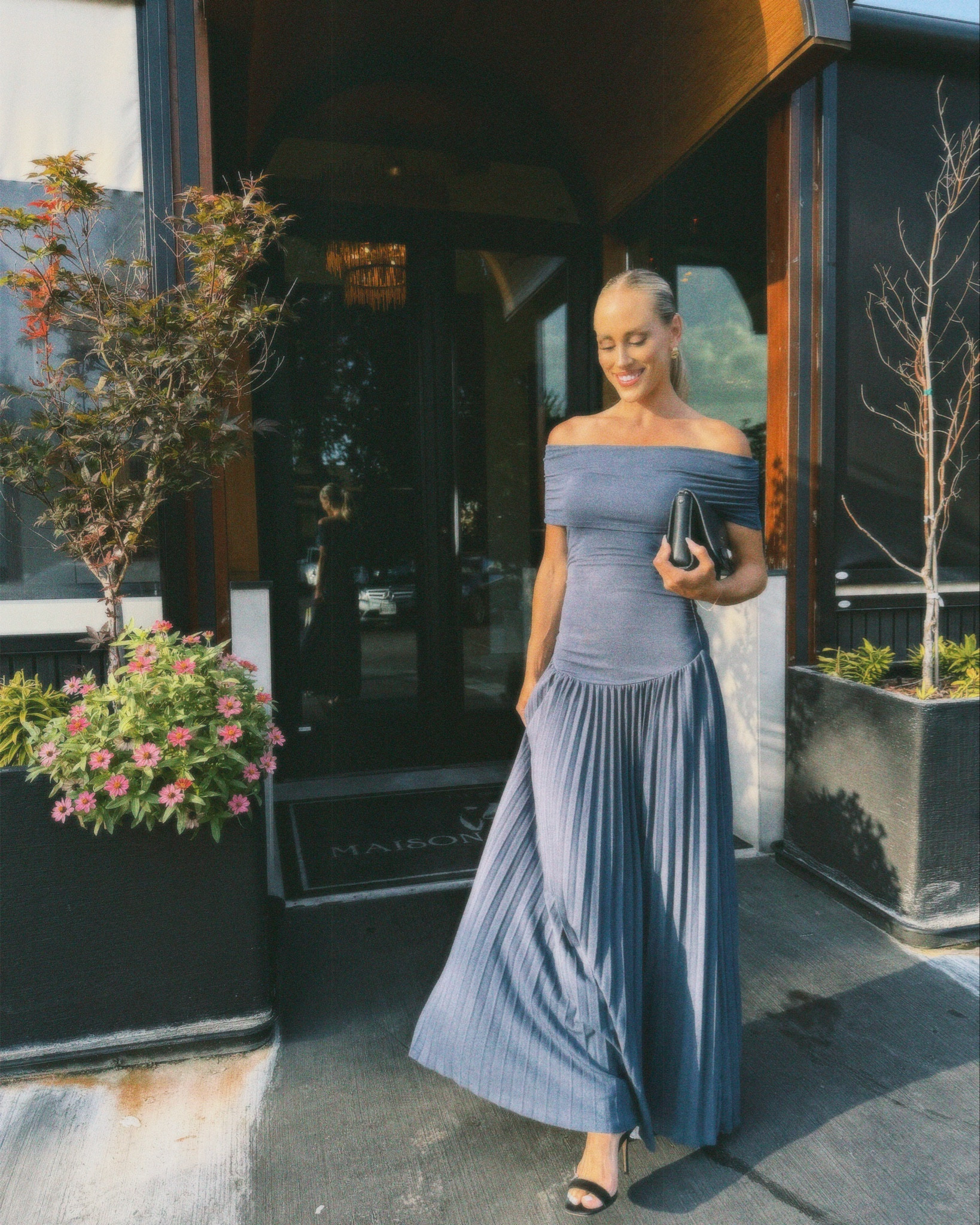 a slick back with anything off the shoulder is always a good idea 🤍 
this dress stays trending on revolve 🤌🏼

#LTKSaleAlert
