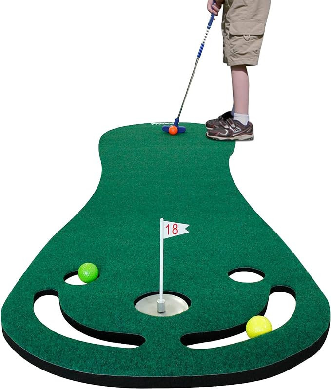 KOFULL Putting Green Mats Set for Golf Putting Use, Included 29 inches Golf Putter, 3 Golf Balls,... | Amazon (US)