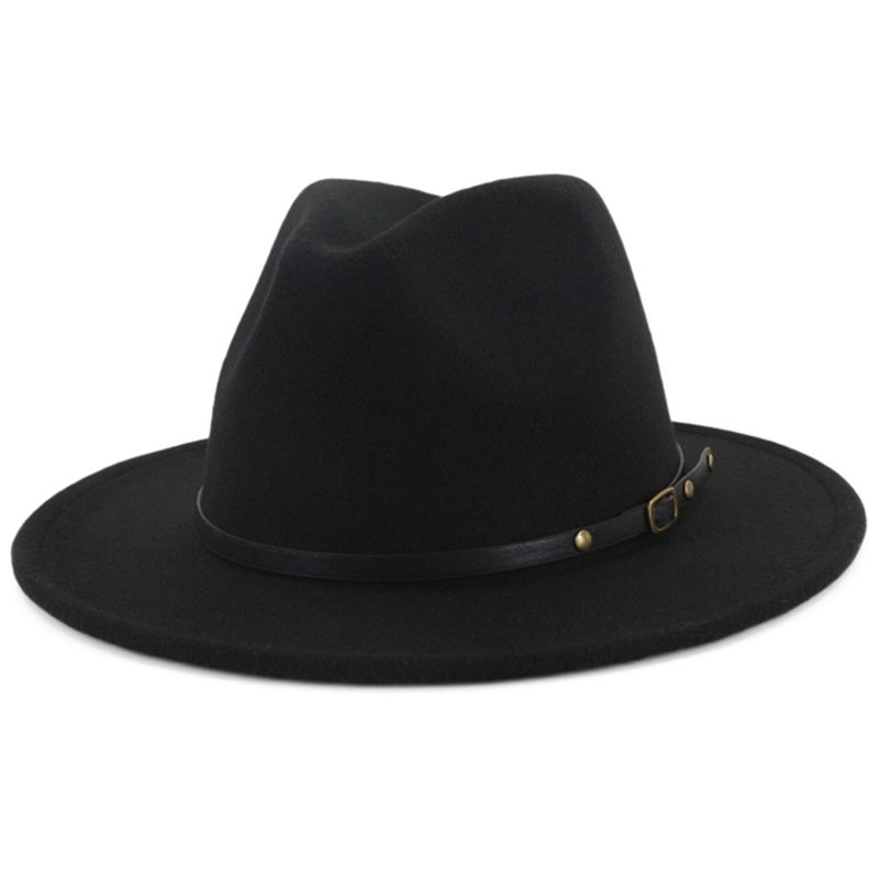 KABOER Women'S Fashion Wool Felt Jazz Fedoras Hats Belt Buckle Wide Brim Panama Trilby Cowboy Cap... | Walmart (US)