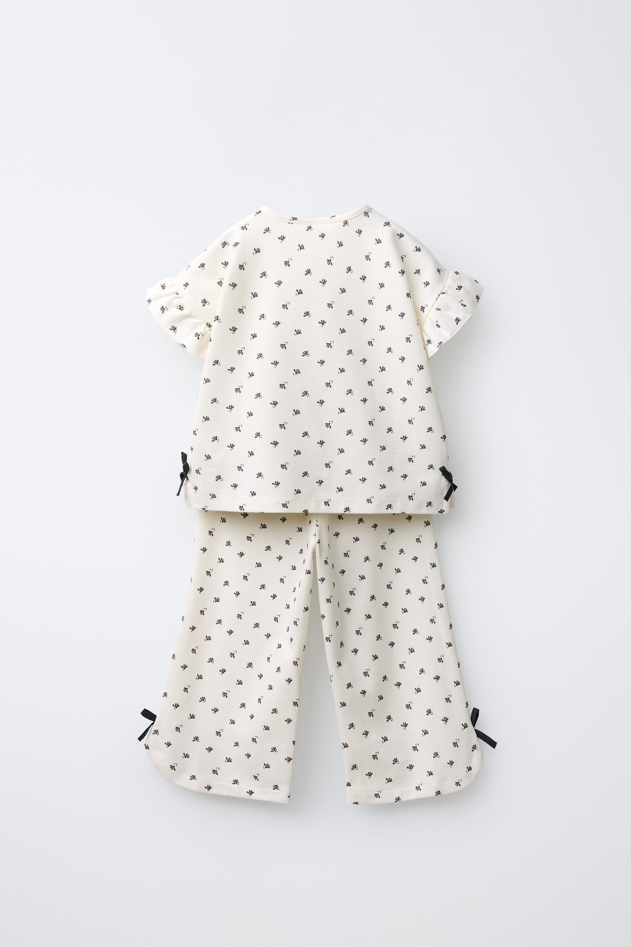 FLORAL PRINT TOP AND PANTS SET WITH BOWS | Zara US