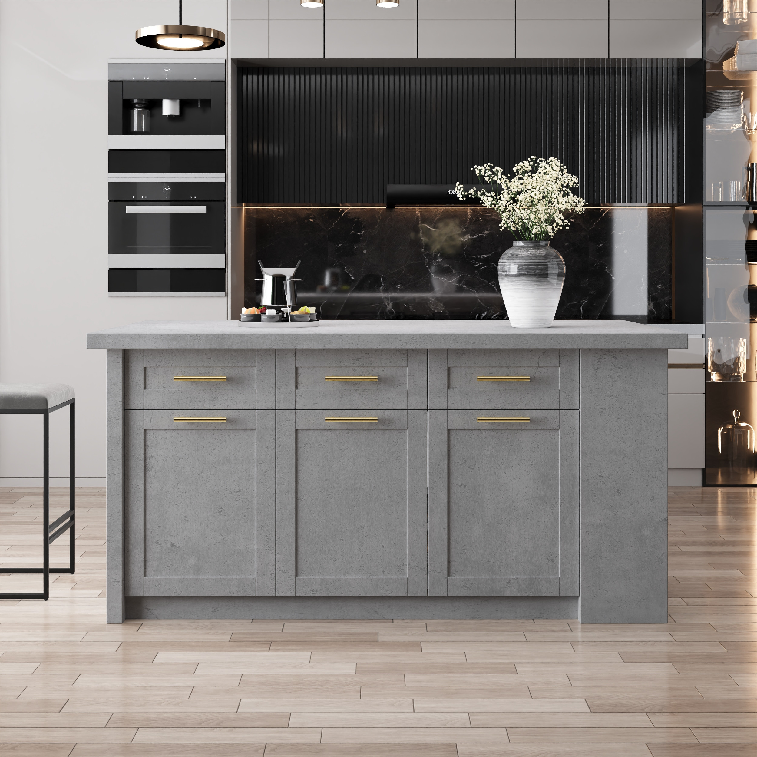 70.9"" Kitchen Islands with Multi-Storage Gray Modern Kitchen Cabinet | Homary