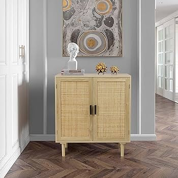 Amazon.com - Finnhomy Sideboard Buffet Kitchen Storage Cabinet with Rattan Decorated Doors, Dinin... | Amazon (US)