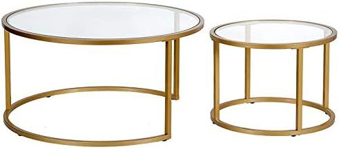 Henn&Hart Brass Finish Nesting Set Coffee Tables, Gold | Amazon (US)