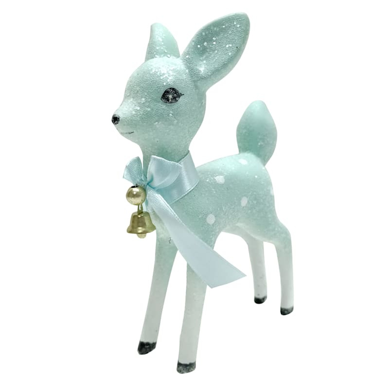 Mrs. Claus' Bakery Light Blue Glittered Reindeer Table Decor, 6" | At Home