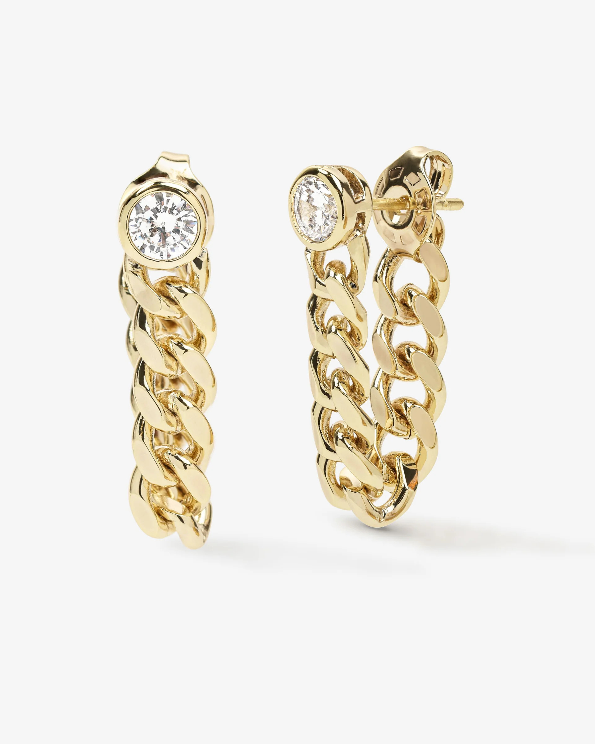 Julian 5mm Soft Chain Hoops - Gold & White Simulated Diamonds | Melinda Maria Jewelry