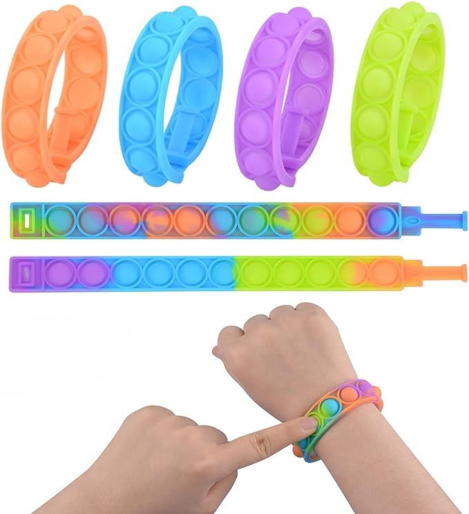 Push Pop Bubble Wristband Fidget Toys, Set of 6 Wearable Autism Special Needs Stress Reliever ,Ha... | Amazon (US)