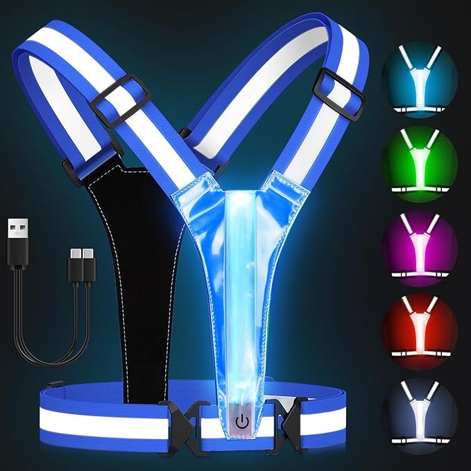 Zacro LED Reflective Vest Running Gear, 5 Lights Colors High Visibility Reflective Running Gear R... | Amazon (US)