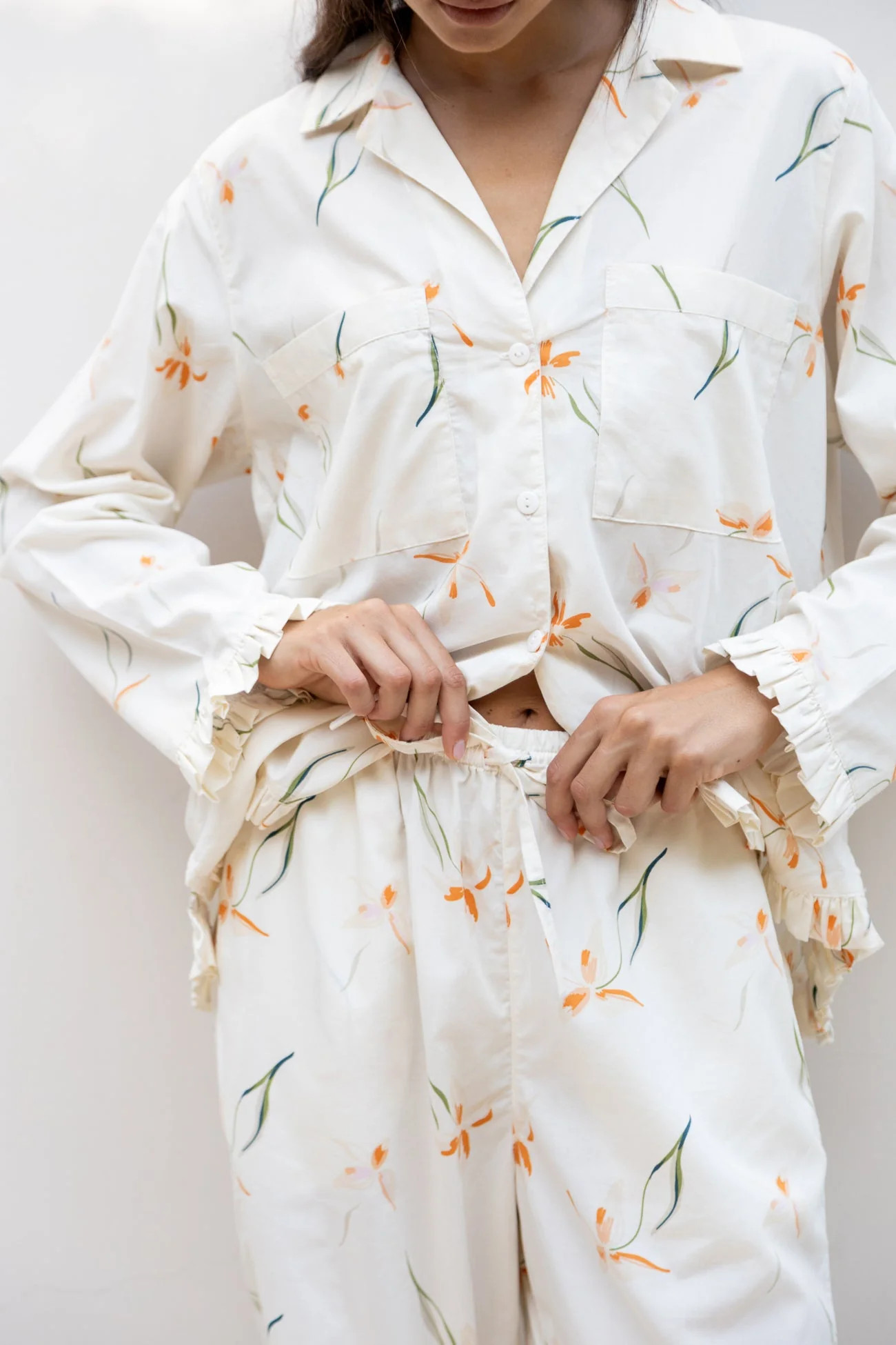 Felicity Frill Set - Long - Cotton Modal - Lily | Piyama US