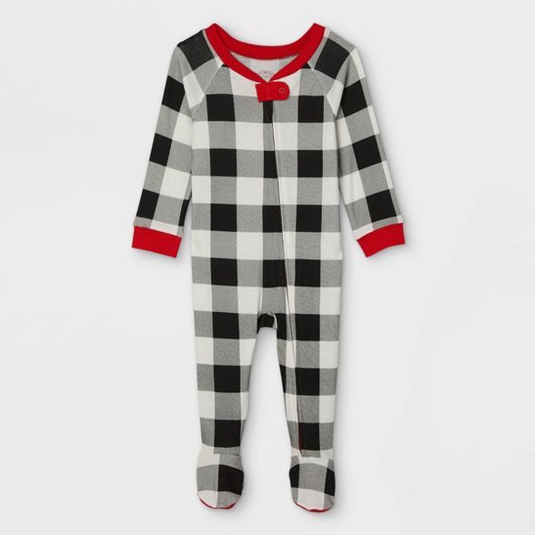Baby Holiday Buffalo Check Flannel Matching Family Footed Pajama - Wondershop™ White | Target