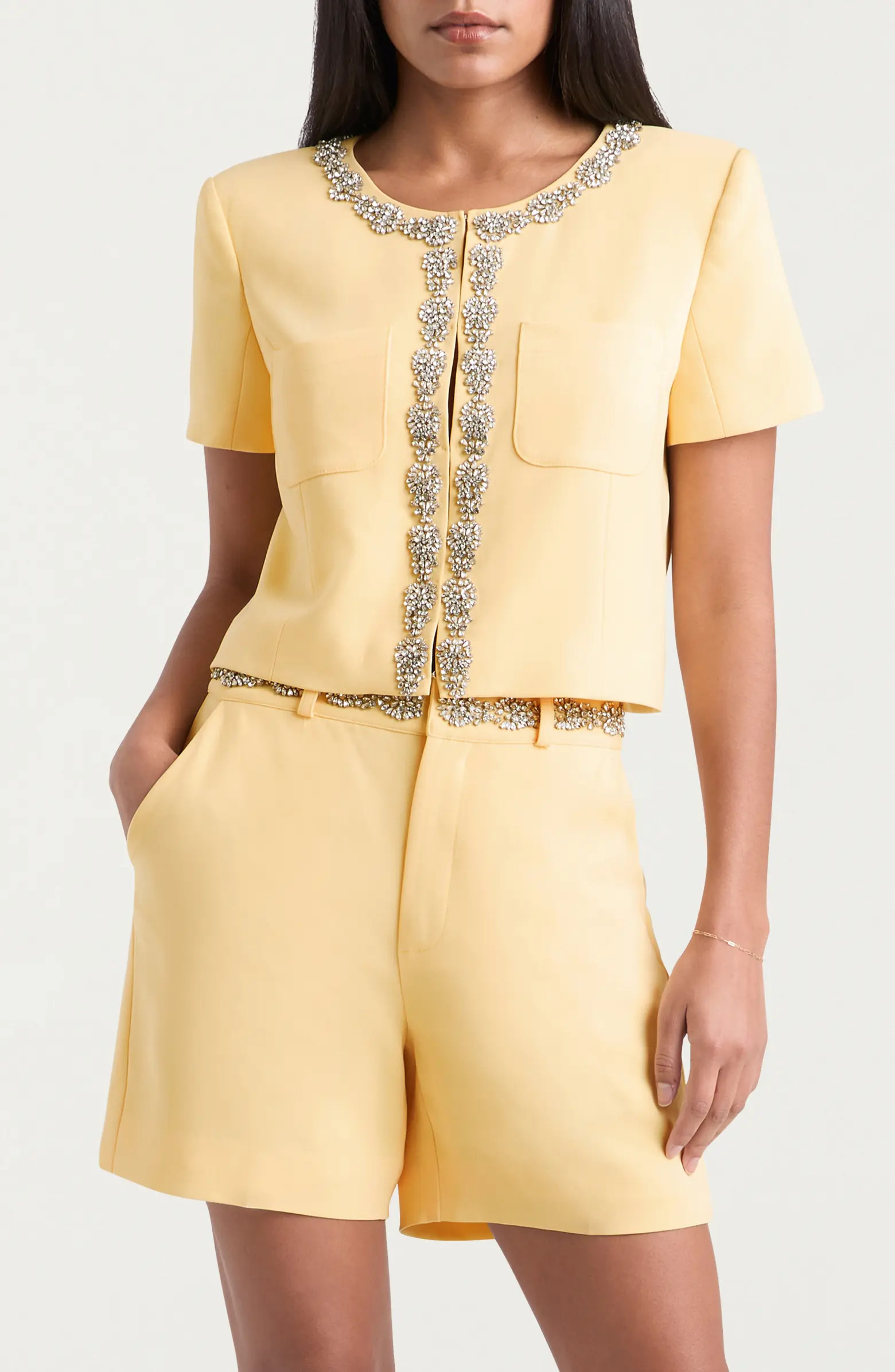 Cinq à Sept Samina Crystal Detail Short Cotton Sleeve | Nordstromrack | Nordstrom Rack