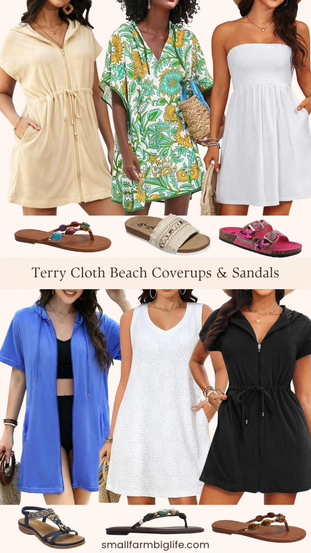 Terry cloth cover ups are having such a moment right now and Amazon has so many cute options in every color and style. I rounded up my favorites from hooded robes to strapless tube styles and sleeveless dresses, all with pockets because that is non negotiable at the beach. I paired them with beaded and jeweled sandals that give any cover up an instant resort feel without spending a lot. This is the easiest way to look put together going from the water to lunch without changing your whole outfit. Tap to shop! 

 #LTKootd #LTKOver40 #LTKSwim