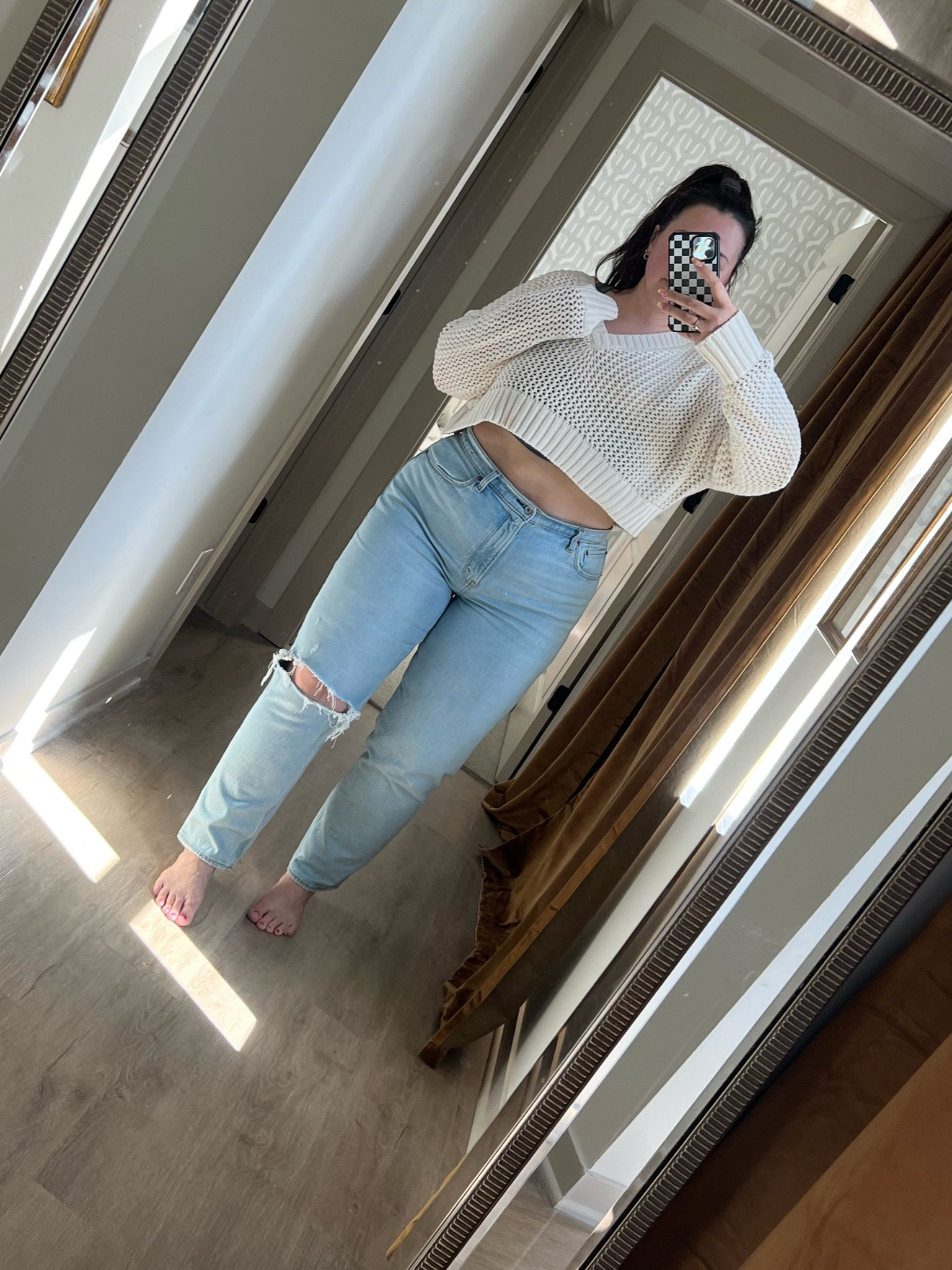 My absolute  fave jeans ever + cute summer nights sweater 🤍