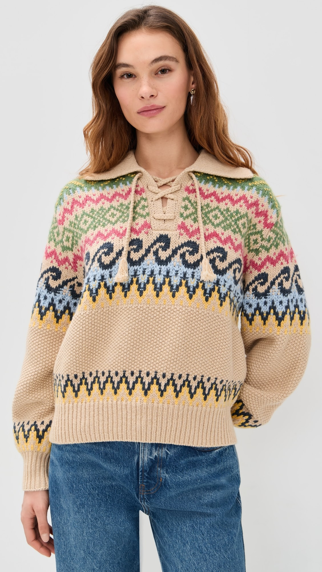 Cotton Wool Blend Long Sleeve Tie Pullover | Shopbop