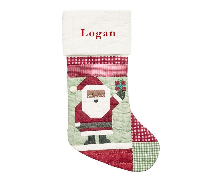 Santa Heirloom Quilted Christmas Stocking | Pottery Barn Kids