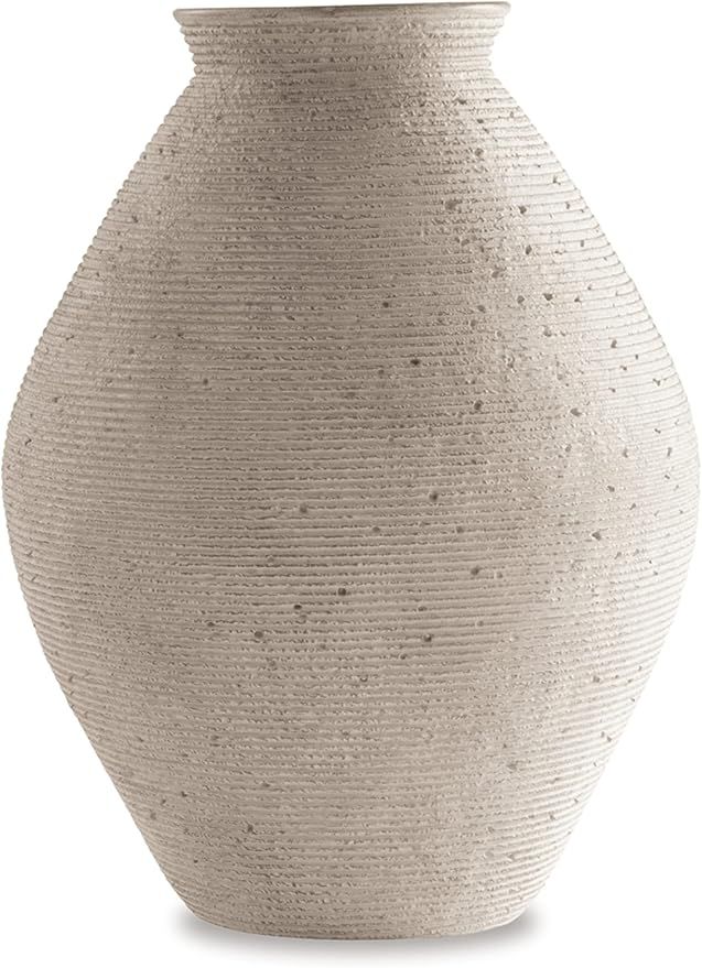 Signature Design by Ashley Hannela 17" Modern Distressed Polyresin Vase, Antique Tan | Amazon (US)