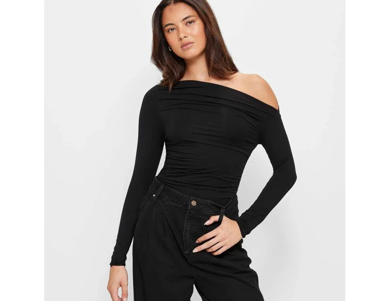 Long Sleeve Ruched Top - Lily Loves - Black | Catch.com.au
