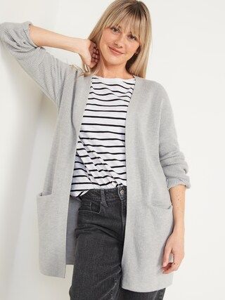 Shaker-Stitch Long-Line Open-Front Sweater for Women | Old Navy (US)